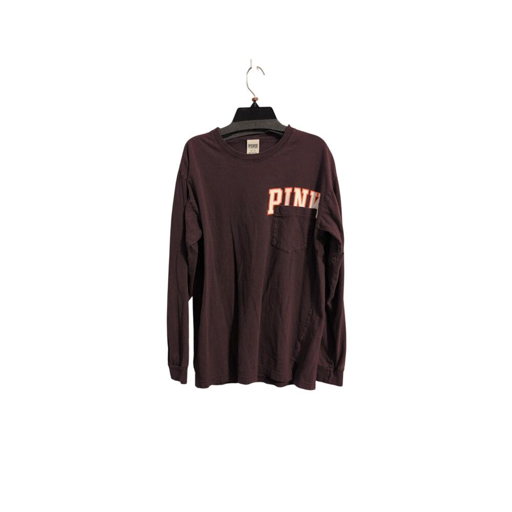 Victoria Secret Pink Long Sleeve Shirt XS Maroon Cotton Tee